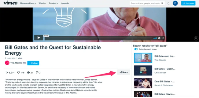 اشتراک‌گذاری ویدیو Vimeo