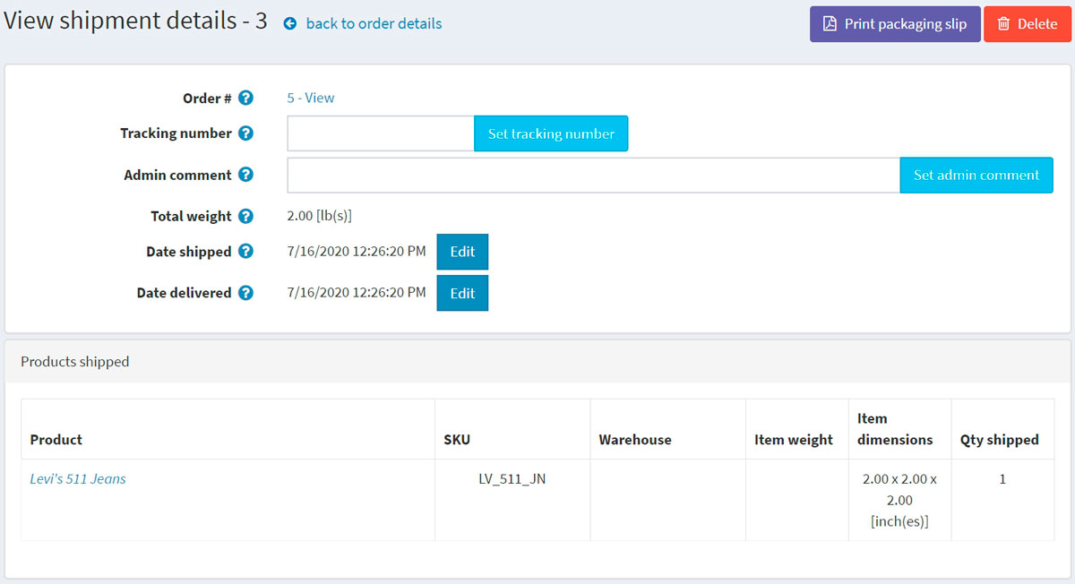 جزئیات محموله