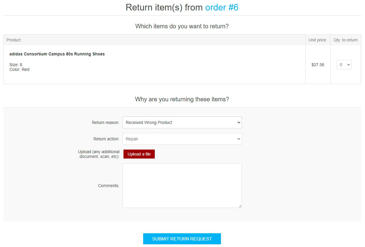 مرجوع کردن آیتم‌ها