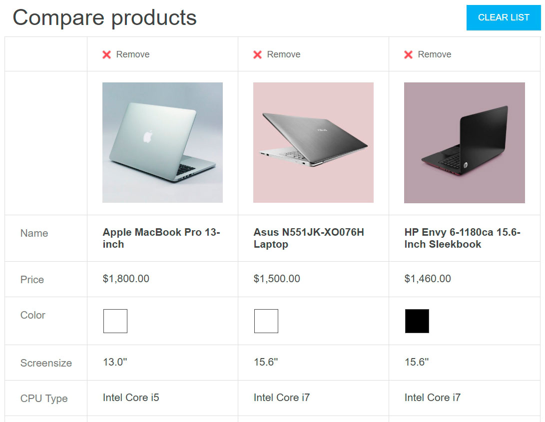 مقایسه محصولات