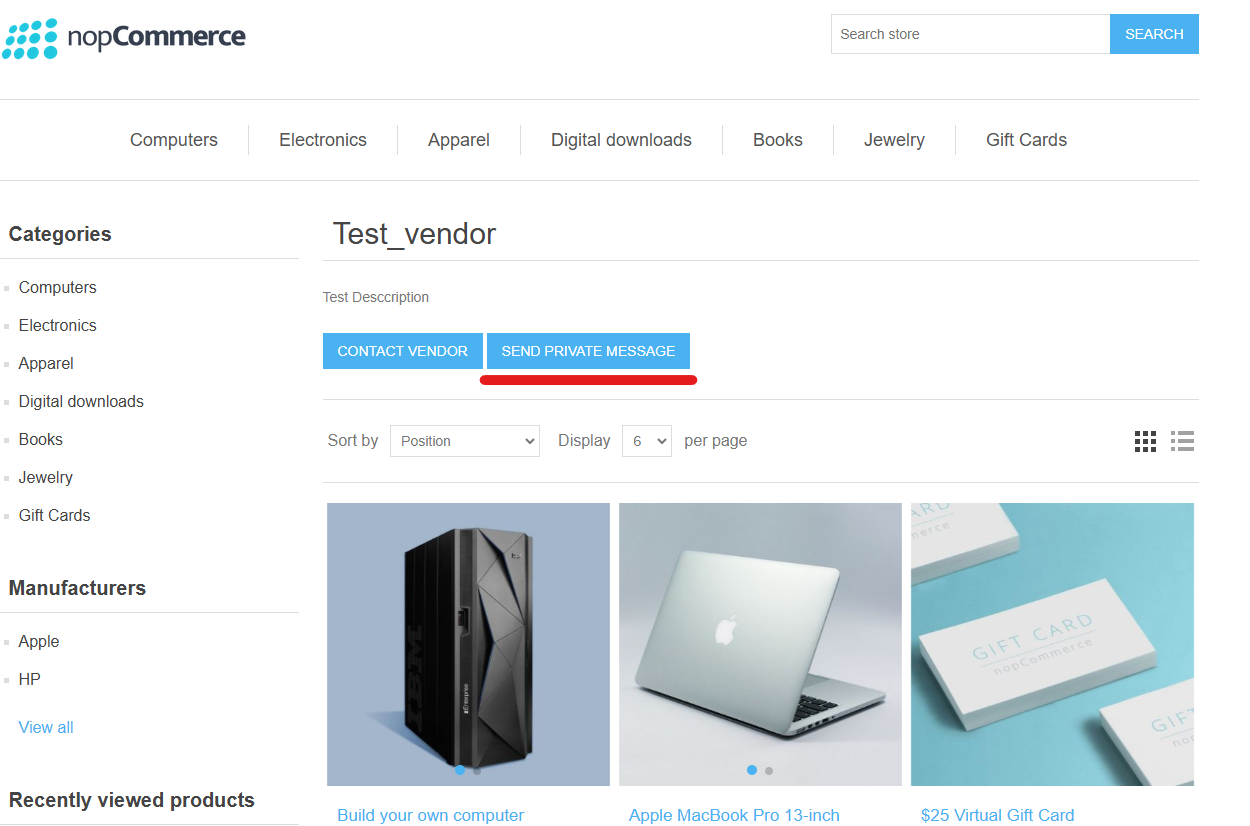 پیام خصوصی فروشنده